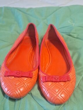 Tory Burch Quilted Coral-Pink Leather Ballet Flats